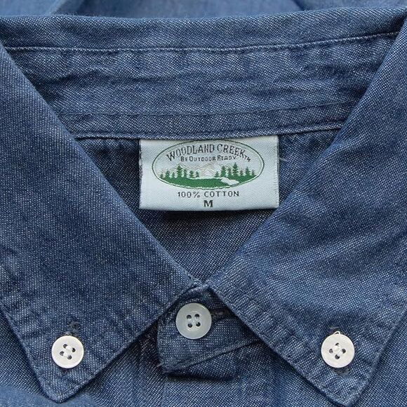 Woodland Creek Men's Denim Long Sleeve Button Down Shirt in Blue, Medium - Picture 5 of 6